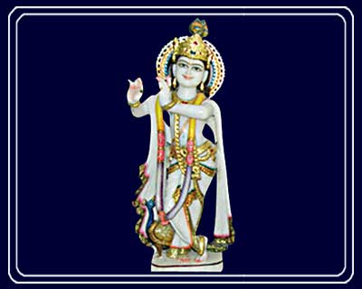 Pure Makrana Marble Krishna Idol-KR03-1