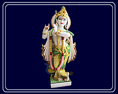 Pure Makrana Marble Krishna Idol-KR07-1