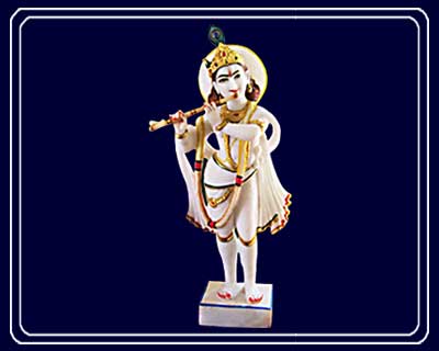Pure Makrana Marble Krishna Idol-KR08-1
