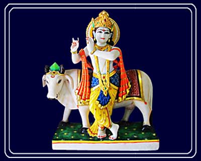 Pure Makrana Marble Krishna Idol-KR10-1