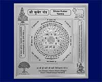 3D Siddh Meru Kuber Yantra on Double Lotus Laser Printed In Silver Plating-YTDLKUB109