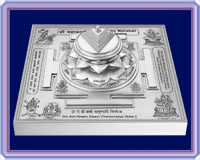 3D Siddh Meru Mahakali Yantra on Double Lotus Laser Printed In Silver Plating-YTDLMHK108-S