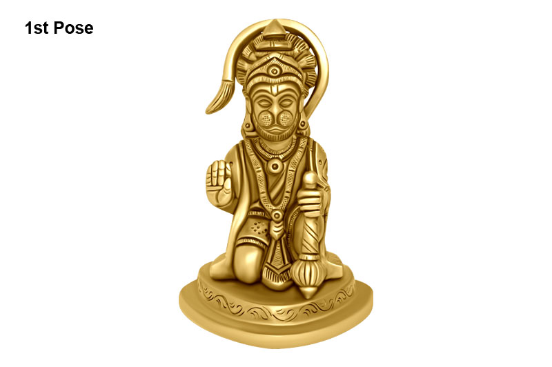 Blessing Hanuman Idol in Brass-BRHAN119-3
