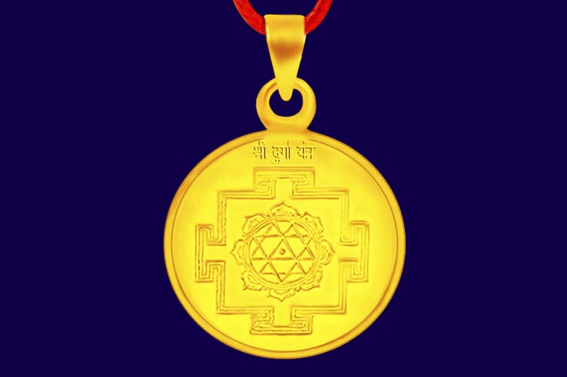 Shree Durga Yantra Locket-Silver (Gold Plated)-Medium-YLDRG1008-1