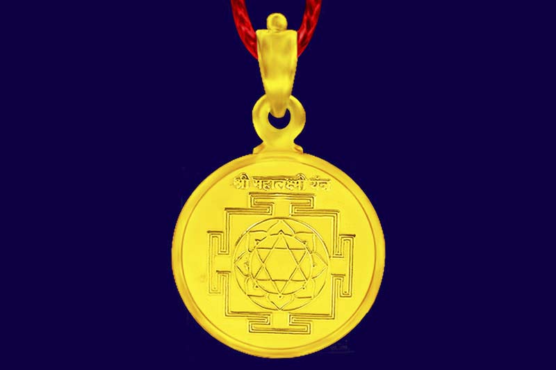 Mahalakshmi Yantra Locket-Silver (Gold Plated)-Small-YLMAH1004-1