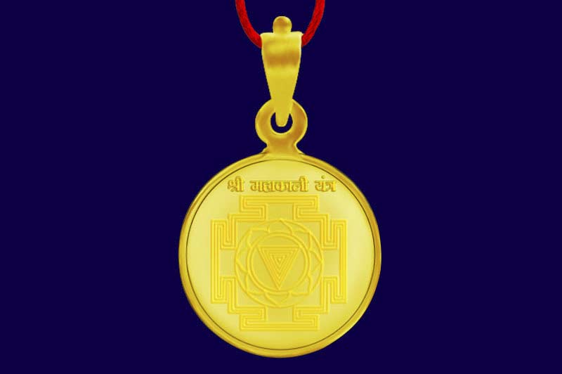 Mahakali Yantra Locket-Silver (Gold Plated)-Large-YLMHK1006-1