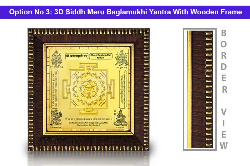3D Siddh Meru Baglamukhi Yantra in Panchadhatu Gold Polish with Laser Printed Base Plate & Gods Images-YTSMBGM010-4