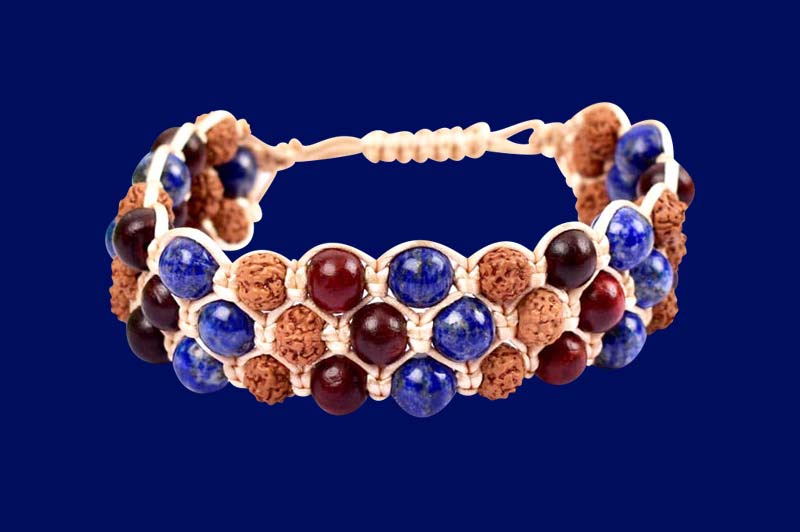 Buy Rudraksha With Red Sandal Lapis Lazuli Bracelet