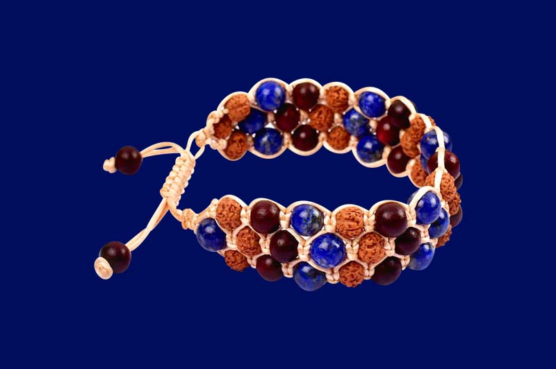 Buy Rudraksha With Red Sandal Lapis Lazuli Bracelet