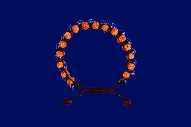 Buy Rudraksha With Red Sandal Lapis Lazuli Bracelet