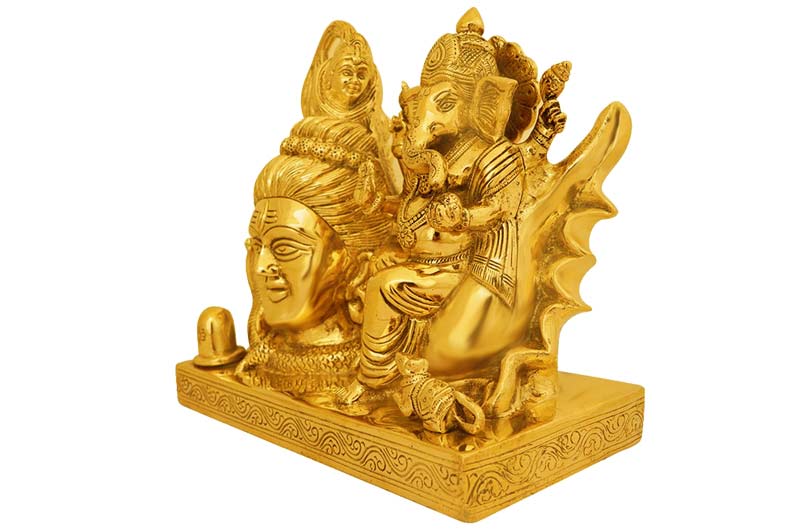 Lord Shiva with Ganesh in brass-BRSIV125-3