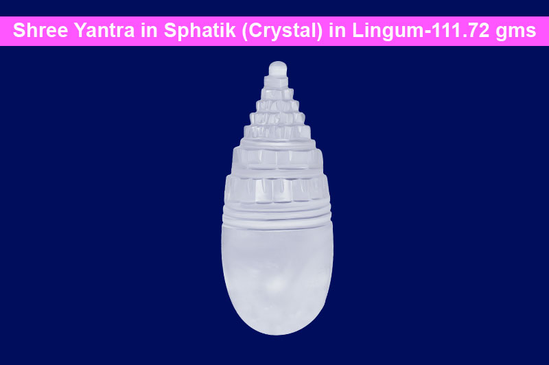 Shree Yantra in Sphatik (Crystal) in Lingum-111.72 gms-CRSYT010-1