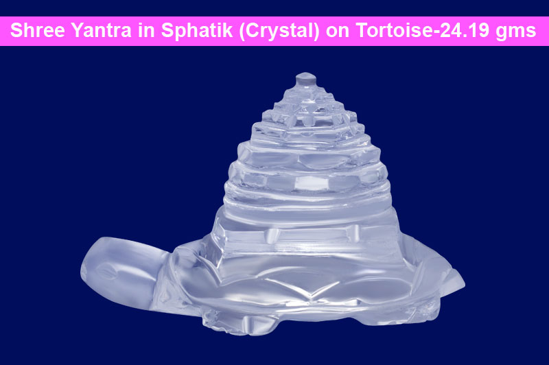 Shree Yantra in Sphatik (Crystal) on Tortoise-24.19 gms-CRSYT011-1