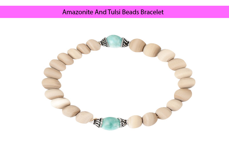 Amazonite And Tulsi Beads Bracelet-GMBRAMZ002-1