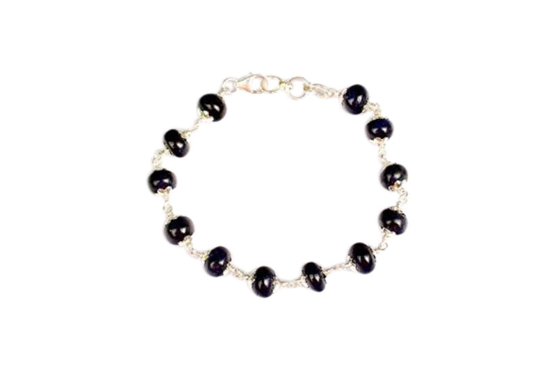 Blue Sapphire Button Shape Bracelet-GMBRBS016-1