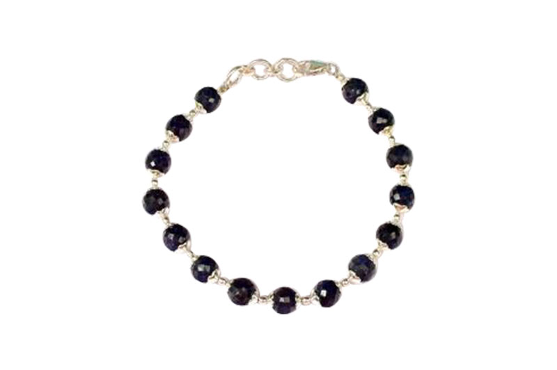 Blue Sapphire Faceted Bracelet (Round Shaped)-GMBRBS023-1