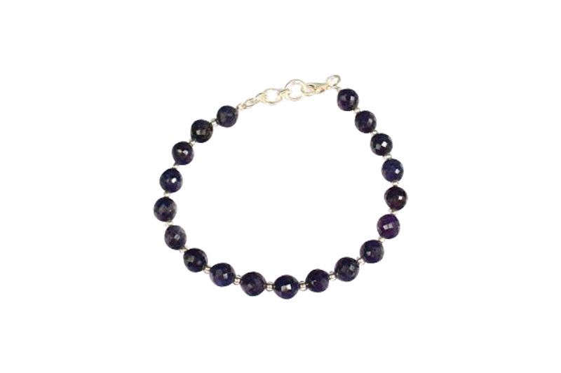 Blue Sapphire Faceted Bracelet (Round Shaped)-GMBRBS025-1