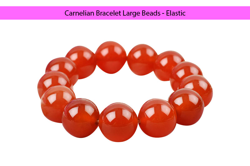 Carnelian Bracelet Large Beads - Elastic-GMBRC002-1