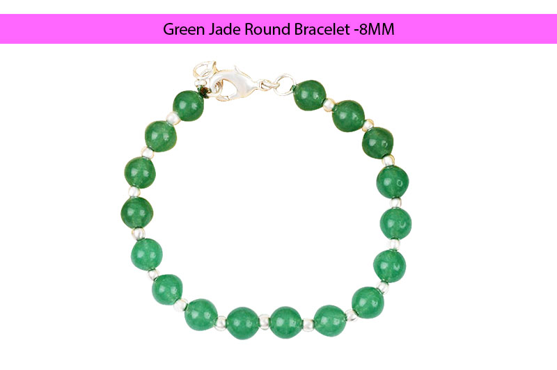 Green Jade Round Bracelet -8mm-GMBRGJS003-1