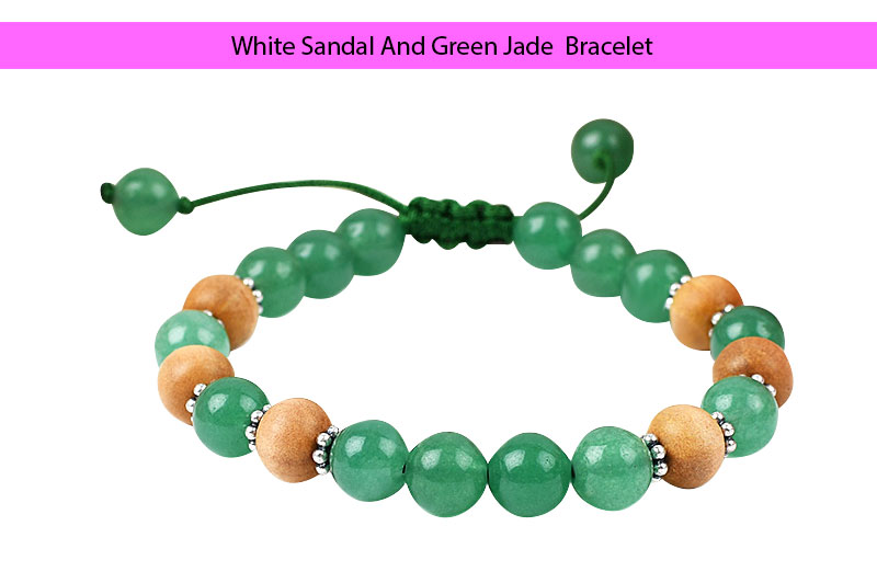 White Sandal And Green Jade  Bracelet-GMBRGJS006-1