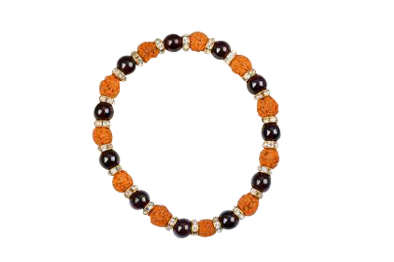 Rudraksha And Garnet Bracelet-GMBRGN004-1