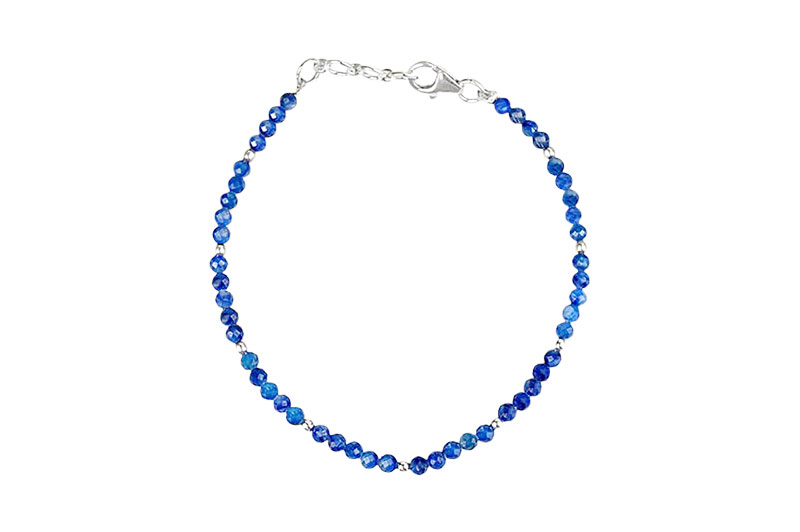 Kyanite Faceted Bracelet With Silver Balls-GMBRK001-1