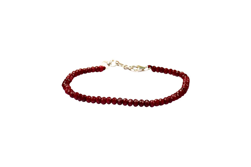 Ruby Faceted Button Shape Beads Bracelet-GMBRRB001-1
