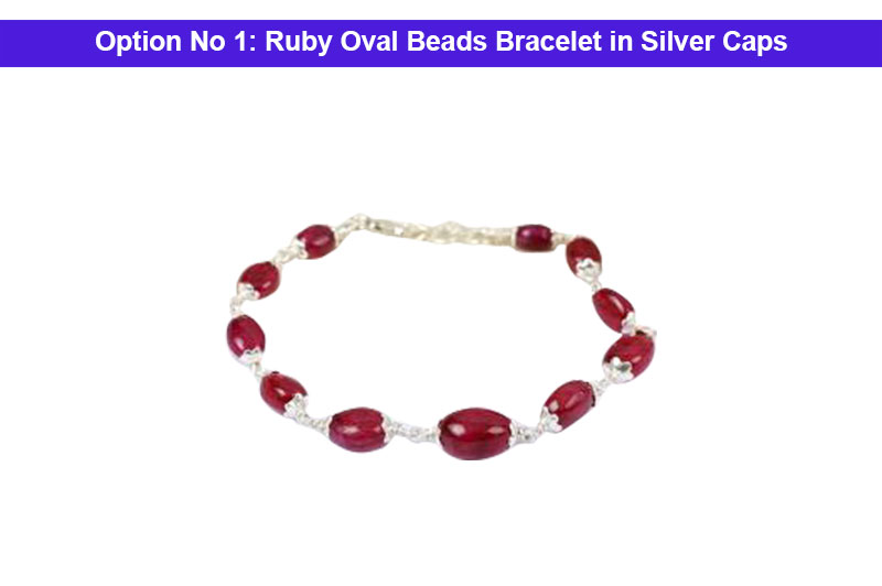 Ruby Oval Beads Bracelet in Silver Caps-GMBRRB006-1