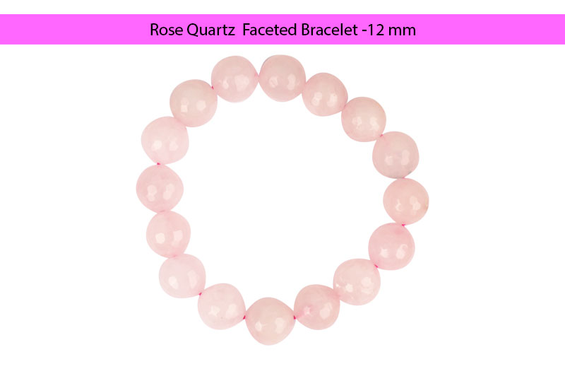 Rose Quartz  Faceted Bracelet -12 mm-GMBRRQ010-1