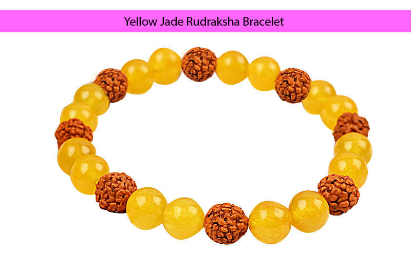 Yellow Jade Rudraksha Bracelet-GMBRYJC002-1