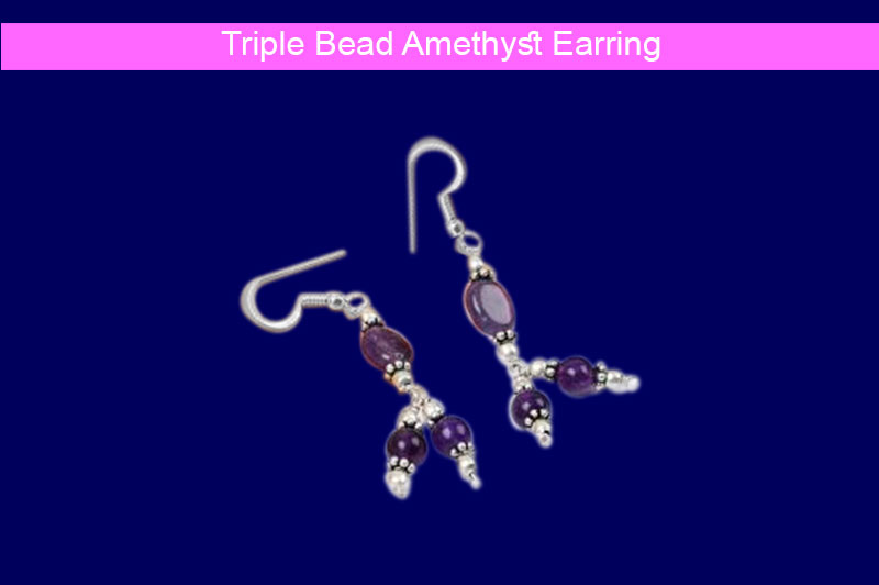 Triple Bead Amethyst Earring-GMERAM001-1