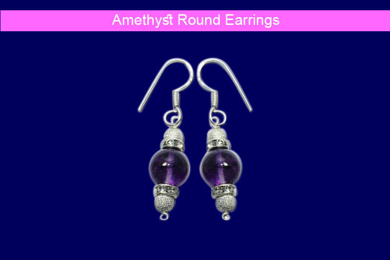 Amethyst Round Earrings (10 mm)-GMERAM004-1