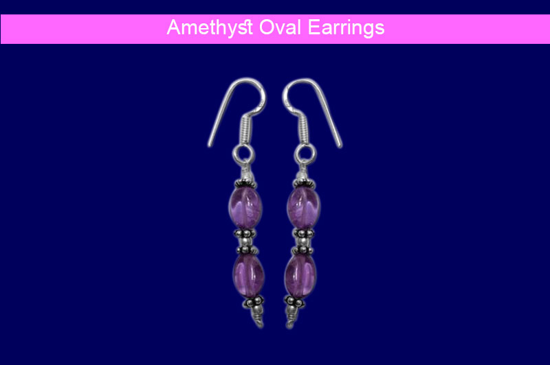 Amethyst Oval Earrings (10 mm)-GMERAM005-1