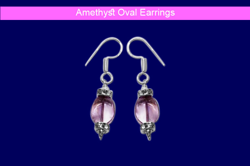 Amethyst Oval Earrings (11 mm)-GMERAM006-1