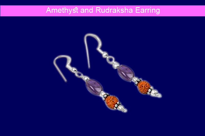 Amethyst and Rudraksha Earring-GMERAM007-1