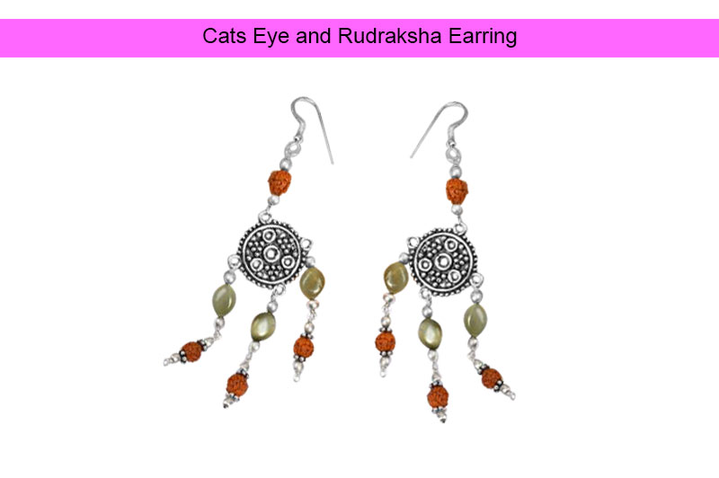 Cats Eye and Rudraksha Earring-GMERCE001-1