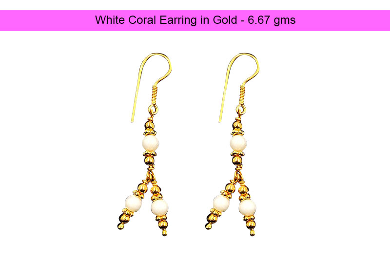 White Coral Earring in Gold - 6.67 gms-GMERCL004-1