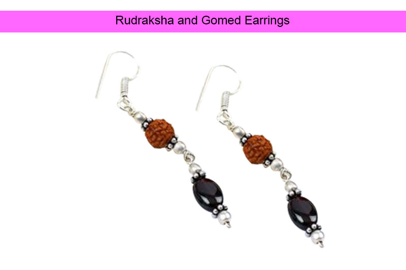 Rudraksha and Gomed Earrings-GMERGH002-1