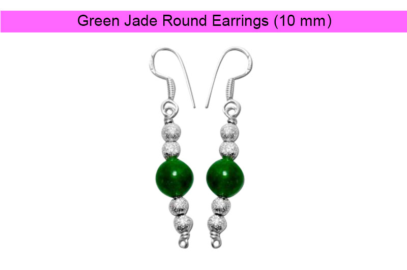 Green Jade Round Earrings (10 mm)-GMERGJ001-1