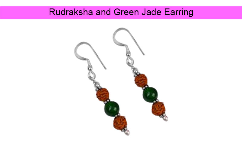 Rudraksha and Green Jade Earring-GMERGJ002-1