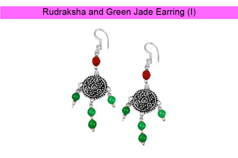 Rudraksha and Green Jade Earring (I)-GMERGJ005-1