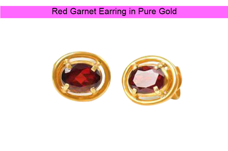 Red Garnet Earring in Pure Gold-GMERGN004-1