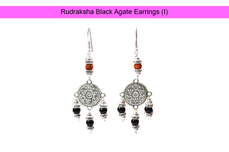 Rudraksha Black Agate Earrings (I)-GMEROP001-1