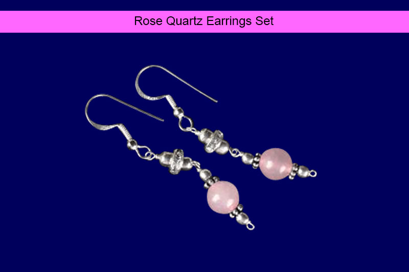 Rose Quartz Earrings Set-GMERRQ001-1