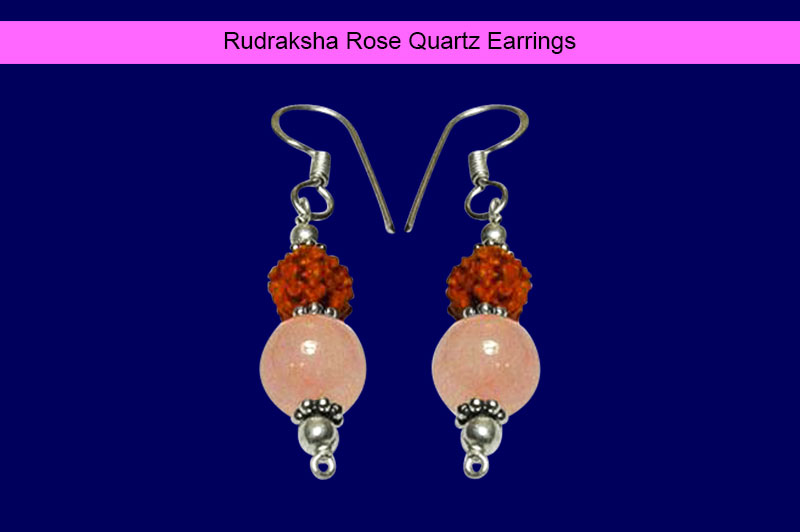 Rudraksha Rose Quartz Earrings-GMERRQ002-1