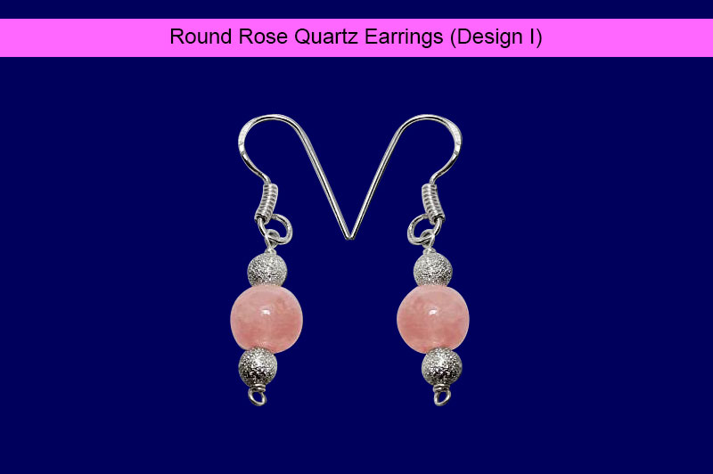 Round Rose Quartz Earrings (Design I)-GMERRQ005-1