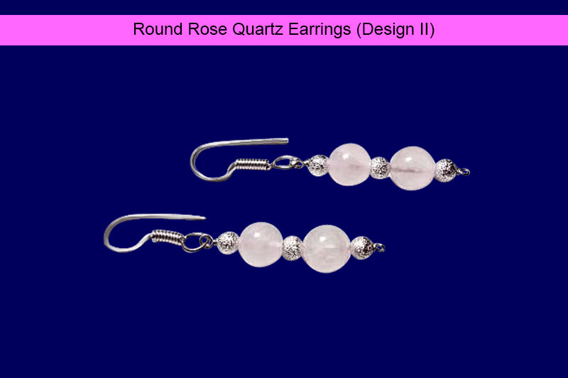 Round Rose Quartz Earrings (Design II)-GMERRQ006-1