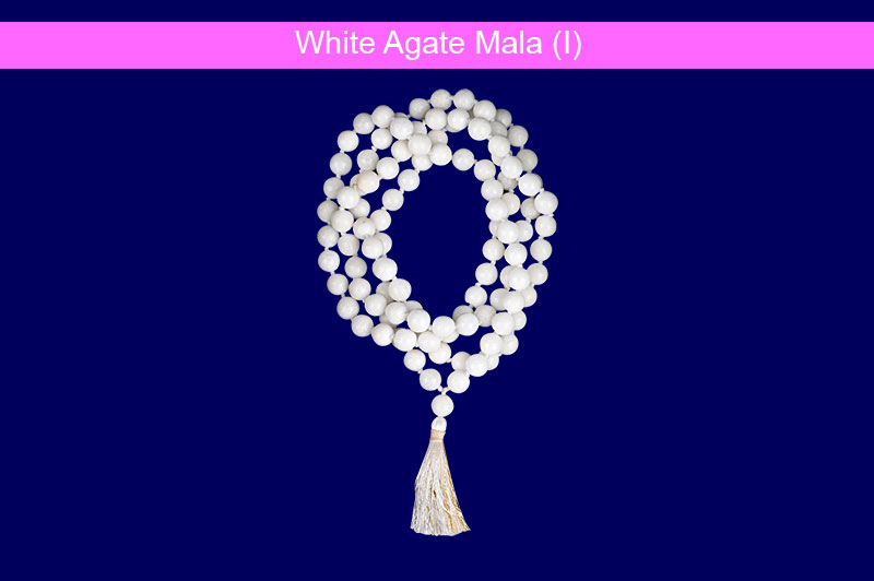 White Agate Mala (I) - GMMLAG014-1