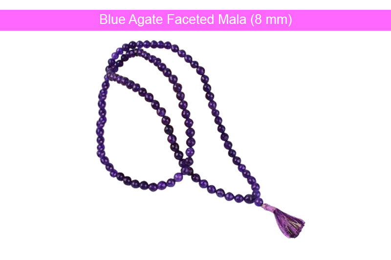 Blue Agate Faceted Mala (8 mm) - GMMLAG018-1