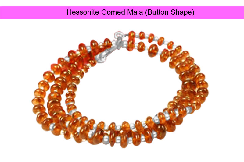 Hessonite Gomed Mala (Button Shape)-GMMLGH006-1